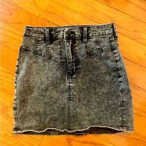 Black acid wash denim mini skirt